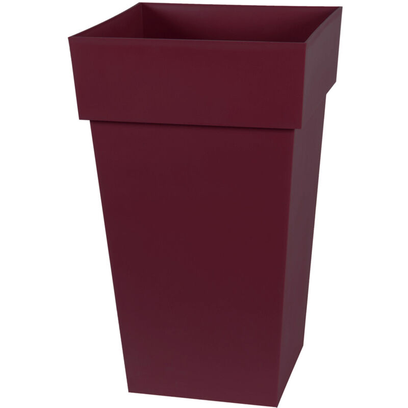EDA - Pot de fleur carré Toscane 39 x H.65 cm - Rouge bourgogne