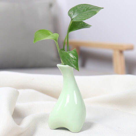 Pot de Fleur Céramique Durable avec Éventail de 6 Couleurs Élégantes (Vert Clair, Bleu, Jaune, Turquoise, Rose, Blanc) pour Plantes Succulentes et Orchidées