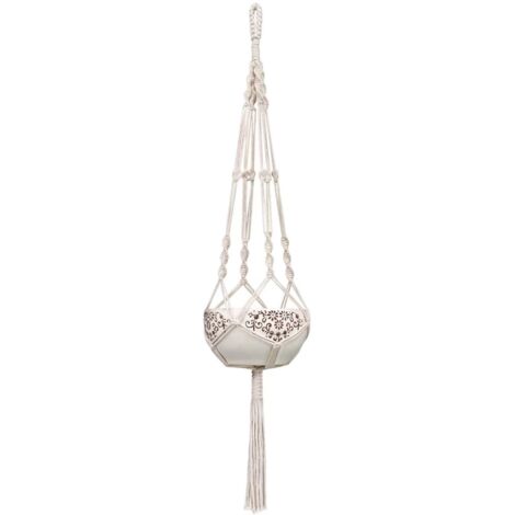 Pot De Fleur Corde Plante Cintre Macramé Jardinière Suspendue Plante Cintre Coton Pot De Fleur Suspendu Décoration Jardin Chambre Porte-Plante 105 Cm