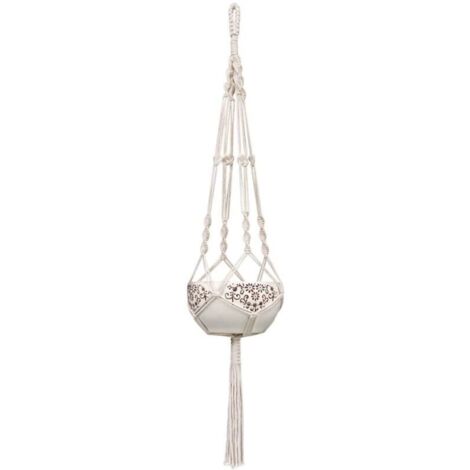 Pot De Fleur Corde Plante Cintre Macramé Jardinière Suspendue Plante Cintre Coton Pot De Fleur Suspendu Décoration Jardin Chambre Porte-Plante 105 Cm