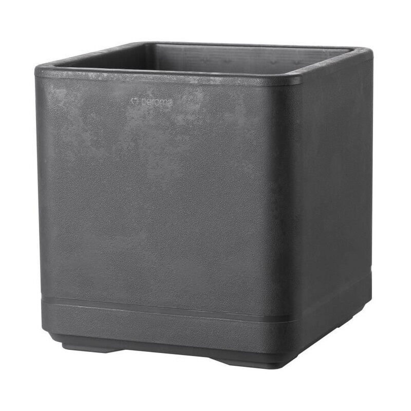Pot de fleur Cube Deroma Cosmo - Anthracite - a réserve d'eau - Roulettes - 38 cm