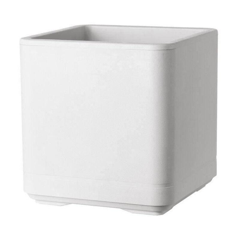 Pot de fleur Cube Deroma Cosmo - Perle - a réserve d'eau - Roulettes - 38 cm