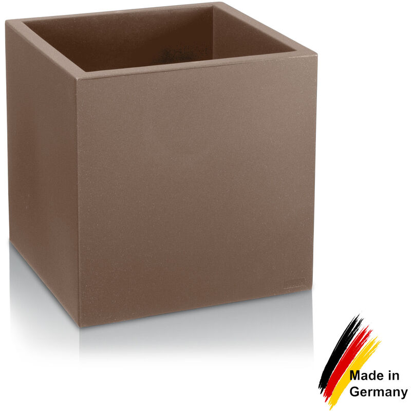 Decoras - Pot de fleur cubo 50 en plastique, dimensions: 50x50x50 (l/p/h), couleur: cappuccino mate - braun