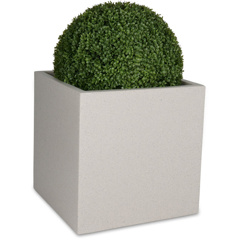 Decoras - Pot de fleur cubo 60 en plastique, dimensions: 60x60x60 (l/p/h), couleur: terrazzo mate - grau