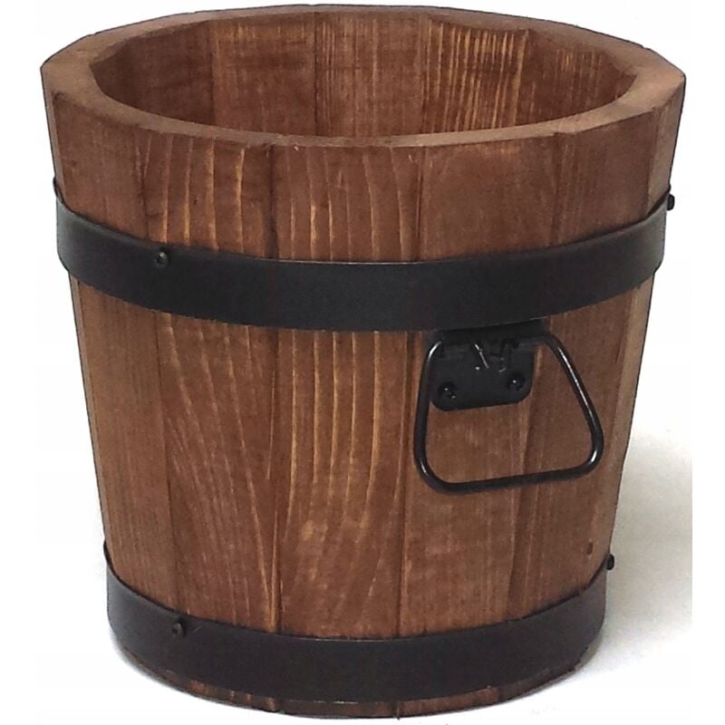 Pot de fleur en bois de pin 28xH26, noyer