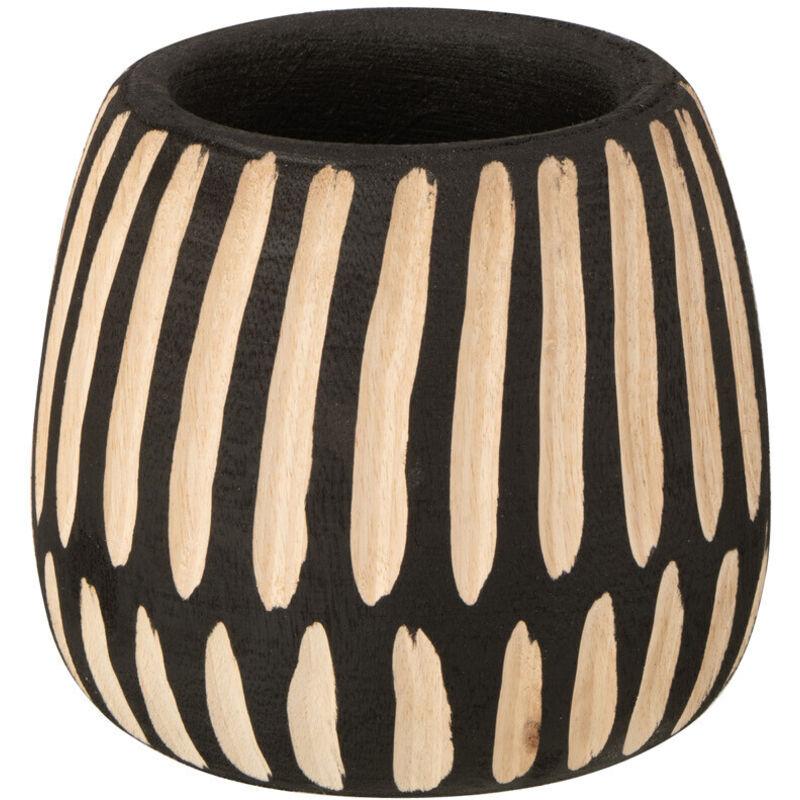Pot de fleur en bois de paulownia naturel et noir 15x15x14cm