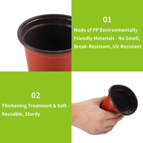 Pot de fleur en plastique épaissi pot de semis bicolore nutrition tasse mortier succulent Plant feuille insert plastique jetable simple pot de fleur grand pot dur mince plastique souple 100  70  87 un