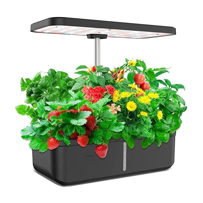 Pot de fleur hydroponique, 2 modes de culture, 12 trous, 3 modes d'éclairage, hauteur réglable, réservoir d'eau de grande capacité, matière