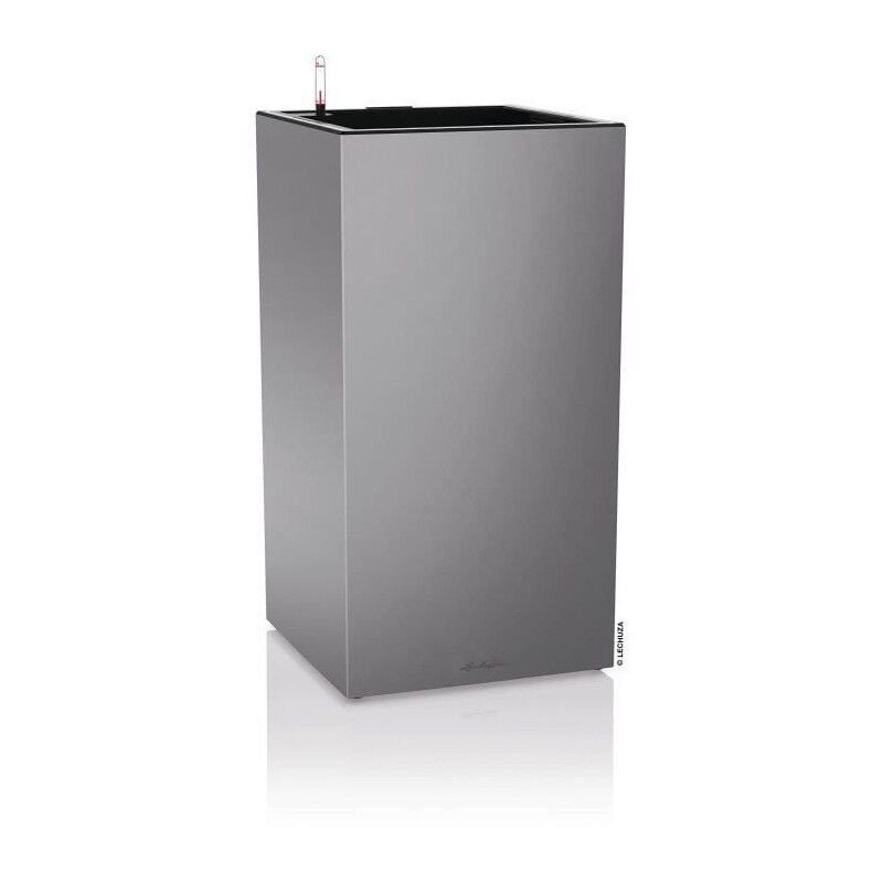 Lechuza - Pot de fleur Canto Premium Colonne 40 - kit complet led, argent métallisé