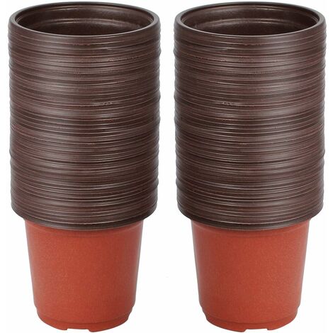 Pot de Fleur Petit, 100PCS Plastique Réutilisables Pot semis/Godets Semis,Ronds Pots Plantes /Pot de Repiquage/ Pot de Culture pour la Plantation Intérieure et Extérieure,10cm