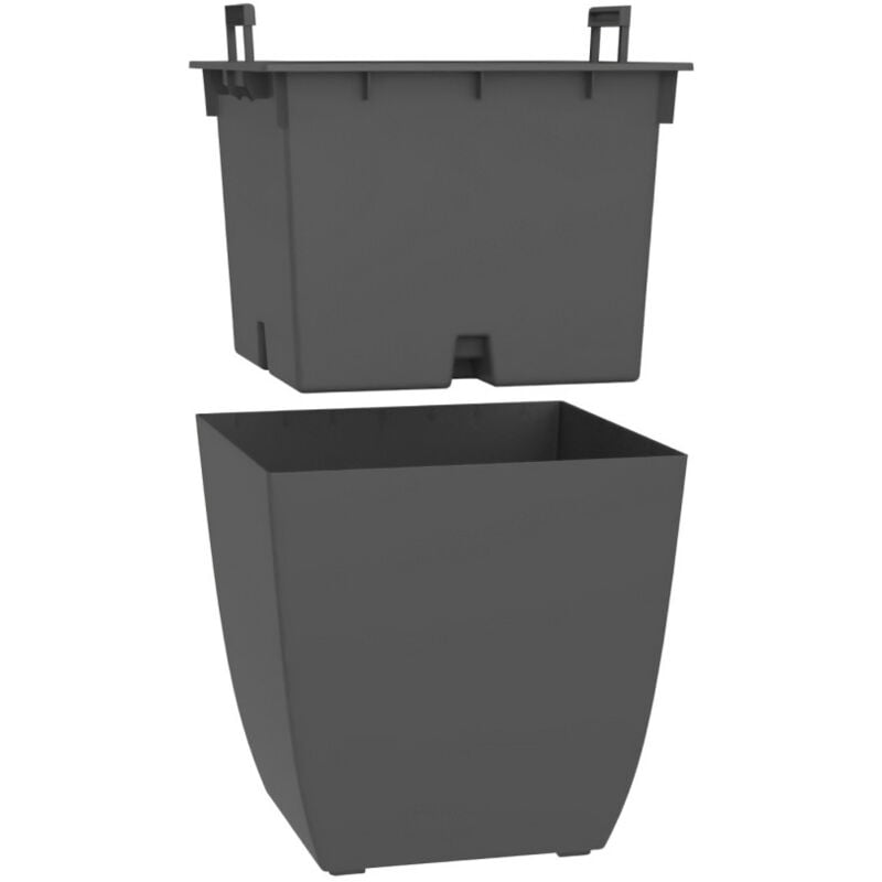 EDA - Pot de fleur Stone Diva carré avec bac amovible 43,5 x 44,2 cm