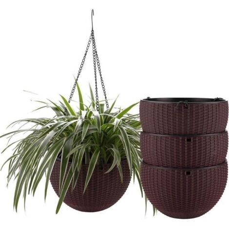 Pot de Fleur Suspendu - Auto-Irrigation - Café - Marron - 21 cm