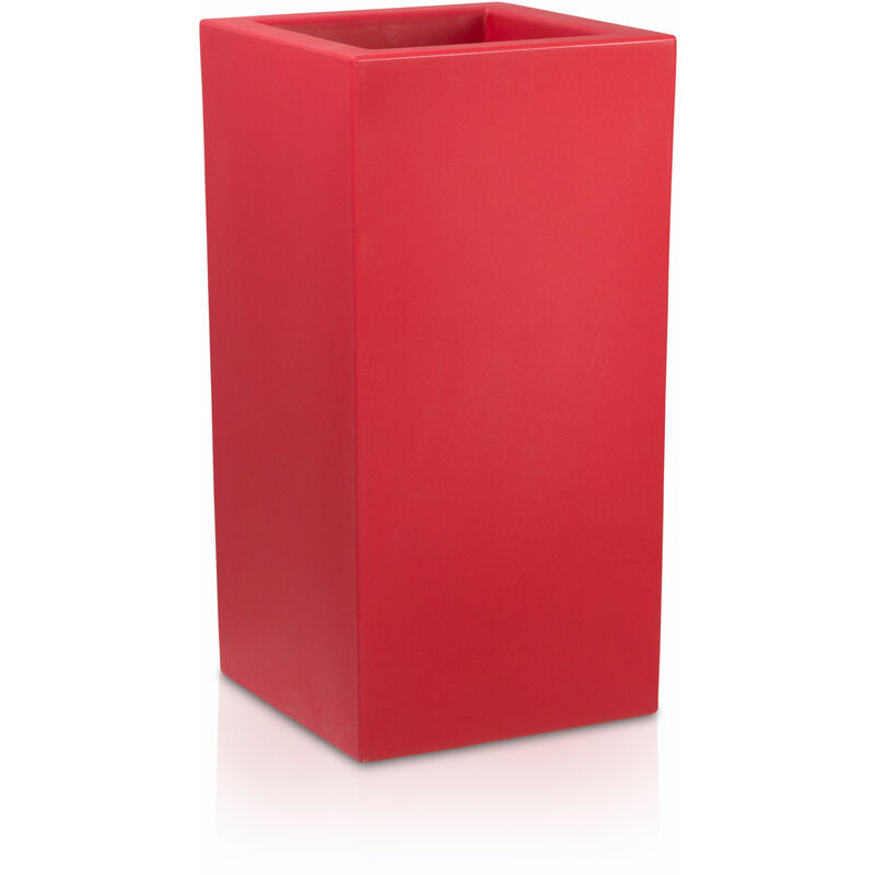 Decoras - Pot de fleur torre 80 en plastique, dimensions: 40x40x80 cm (l/p/h), couleur: rouge mate - rot