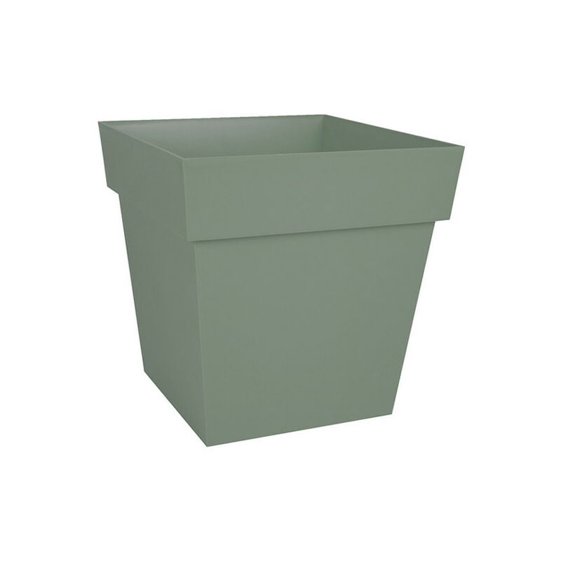 Pot carré toscane avec réserve d'eau 3.4L - 18x18cm - Vert laurier EDA Plastiques