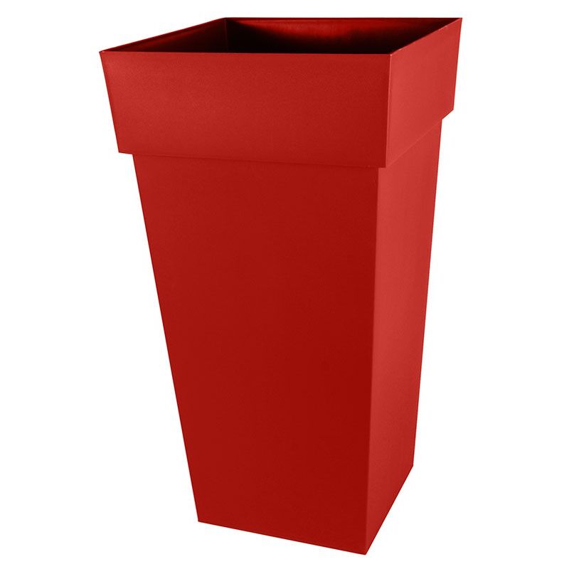 Pot de fleur Toscane XXL 43,3x43,3x80 cm carré 98L - Rouge Rubis
