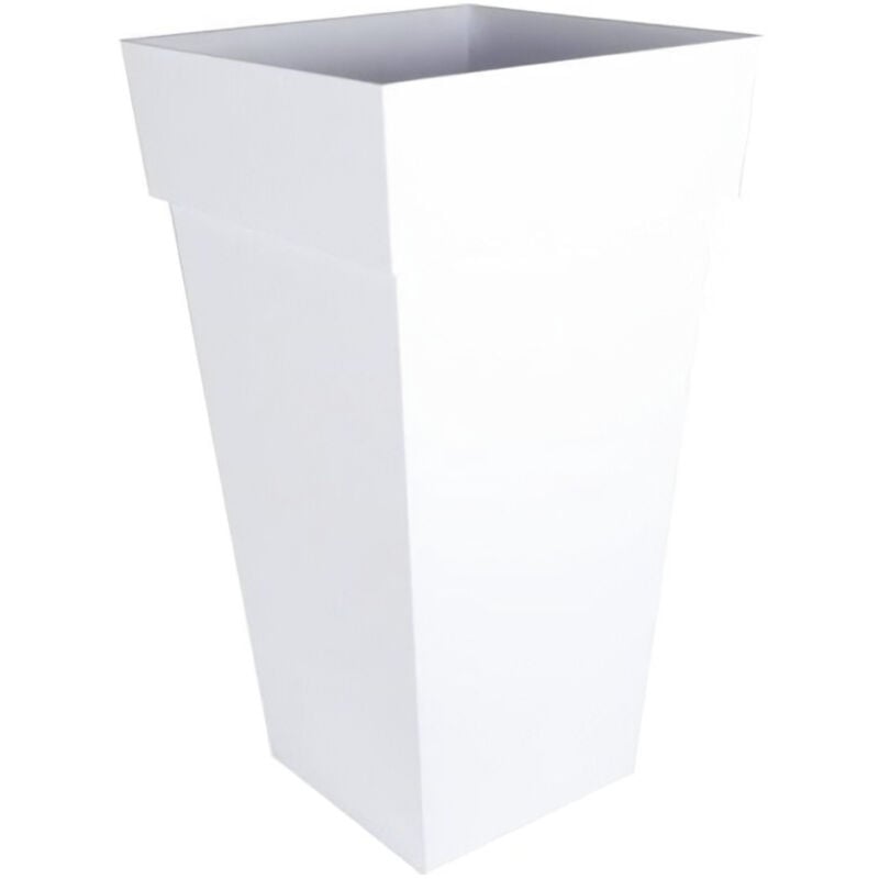 EDA - Pot de fleur carré Toscane 43 x H.80 cm - Blanc