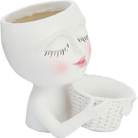Pot de Fleur Visage Double Créatif en Résine pour Décor Mannequin
