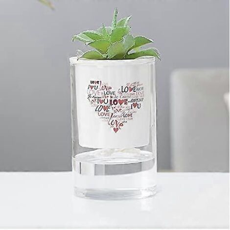 Pot de fleurs à arrosage automatique - Céramique - Double couche - Créatif - Pour intérieur et extérieur, D