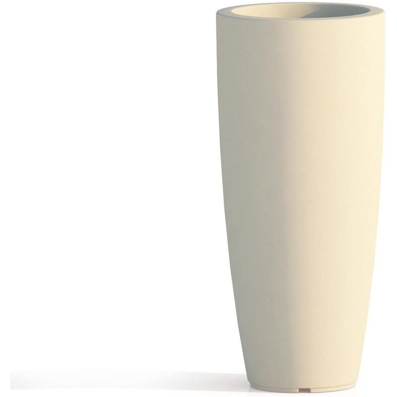 Vase rond mod Stilo en polye'thyle'ne couleur ivoire cm33x70h plantes fleurs internes externes
