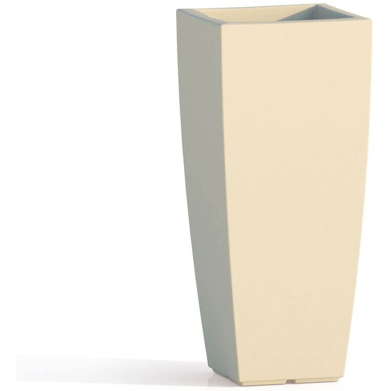 Vase carre' mod Stilo en polye'thyle'ne ivoire cm33x33x70h plantes fleurs internes externes