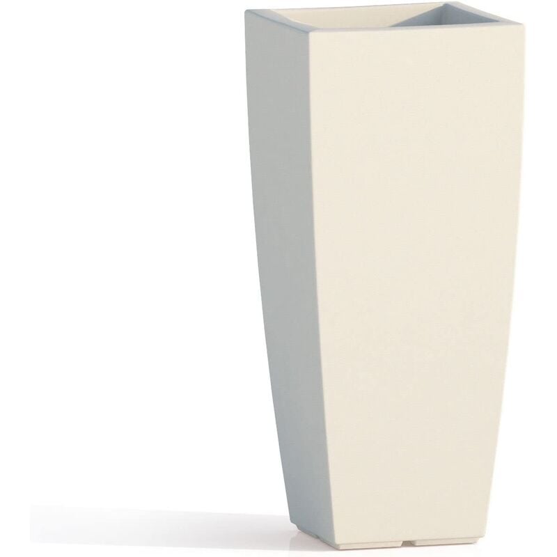 Vase carre' mod Stilo en polye'thyle'ne couleur glace cm33x33x70h plantes fleurs internes externes