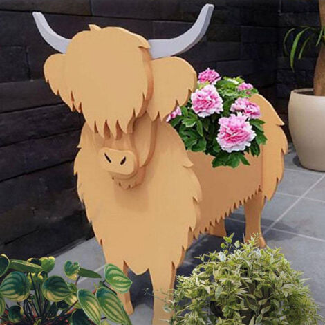 Pot de Fleurs Animal PVC 34x24cm avec Support Détachable pour Succulentes et Petites Plantes Déco Cute