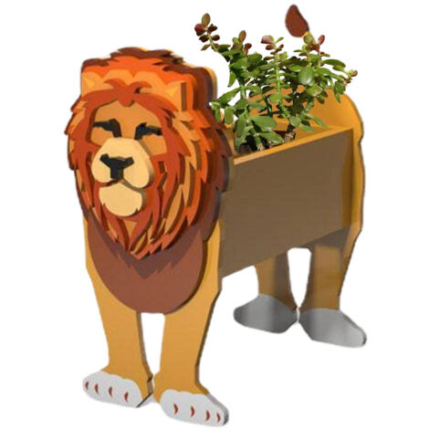 Pot de Fleurs Animaux Lion PVC 34x24cm Assemblé pour Succulentes Décor Unique Cute