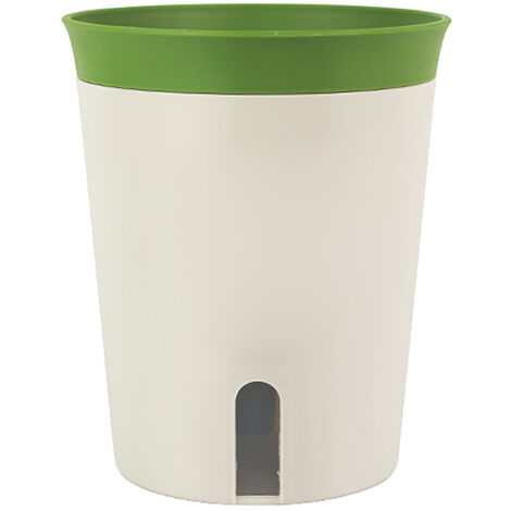 Pot de Fleurs Autonome à Arrosage - Pot de Plante Plastique Superposable Vert de Moyenne Taille avec Trou d'Evacuation pour Usage Intérieur et Extérieur