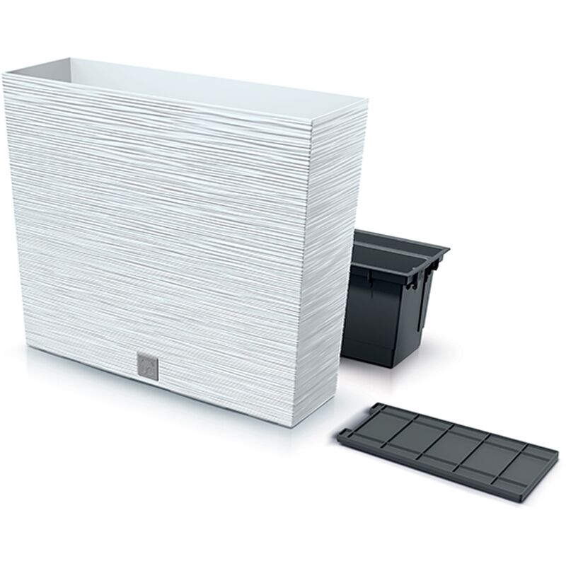 Pot de fleurs avec reserve d´eau 12 l blanc - furu