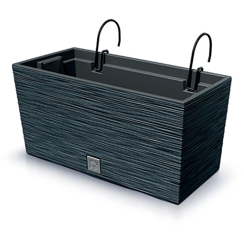 Pot de fleurs avec reserve d´eau, supports de fixation 8L anthracite- furu