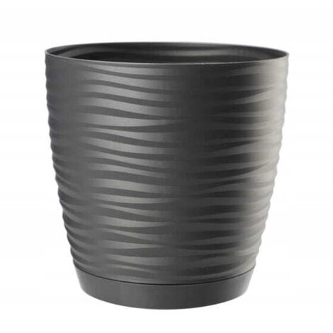Pot de fleurs avec soucoupe anthracite 19x17,3cm plastique
