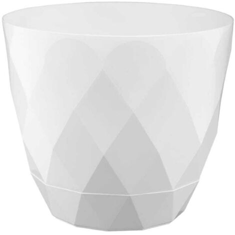 Pot de fleurs avec soucoupe, blanc, décoratif, en plastique, 27,5 cm