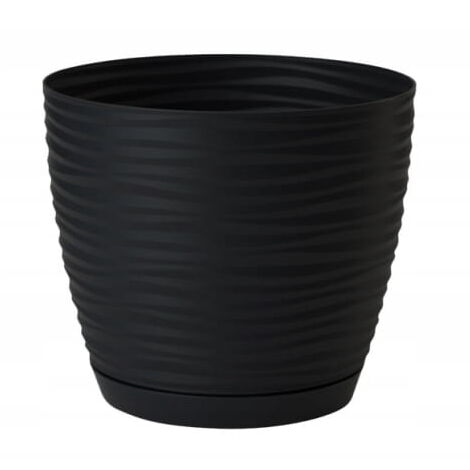 Pot de fleurs avec soucoupe noir 22,5x21cm plastique