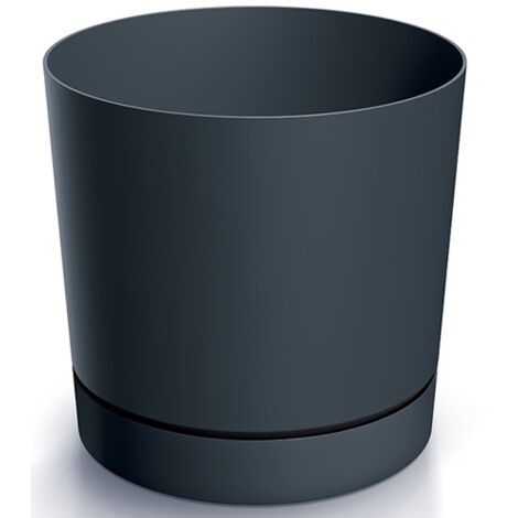 Pot de fleurs avec soucoupe, plastique, anthracite, 11 cm, Tubo
