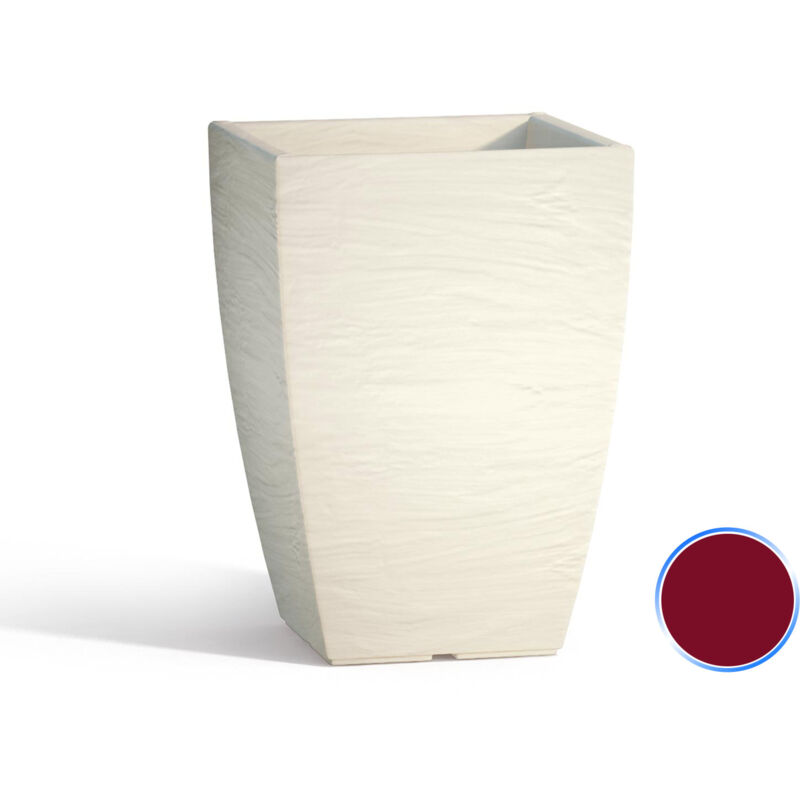 Idralite - Pot avec sous-pot en résine mod. Aloe carré 27X27 cm h 40 bordeaux