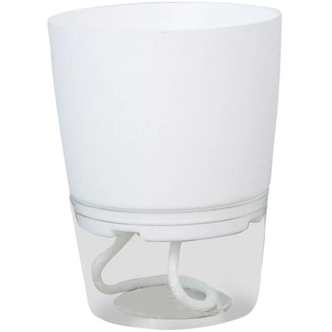 Pot de fleurs avec système d'arrosage automatique, en plastique blanc, taille moyenne