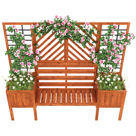 Pot de fleurs, avec treillis et siège, 17014542 (cm), en bois, brun