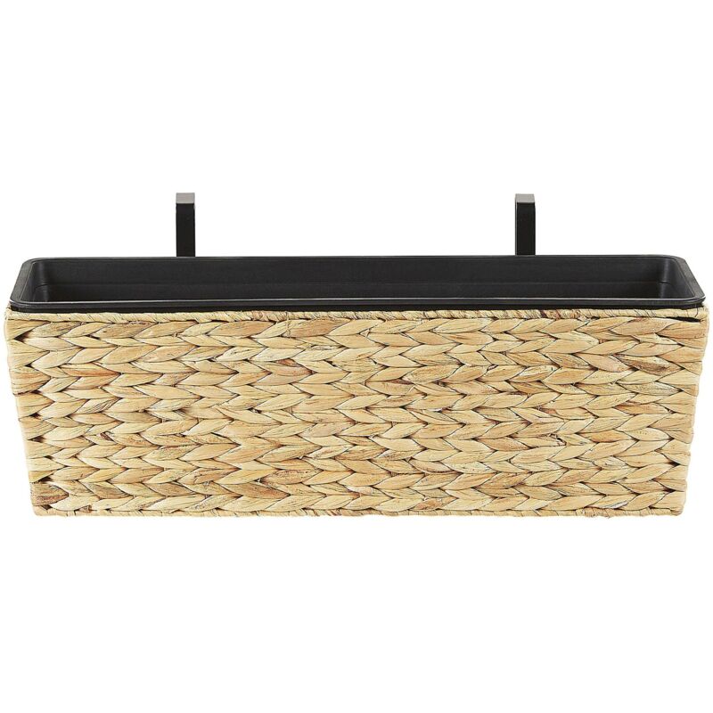 Beliani - Jardinière Pot de Fleurs Rectangulaire Beige 60 cm de Type Panier en Fibres Naturelles pour Balcon Terrasse ou Jardin Boho et Campagne
