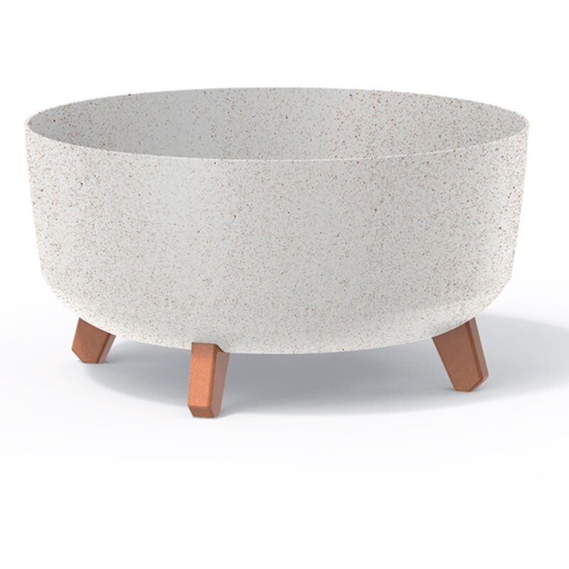 Prosperplast - Pot de fleurs bas 14,3L avec pieds amovibles et insert 380 mm, Blanc gres - Blanc gres