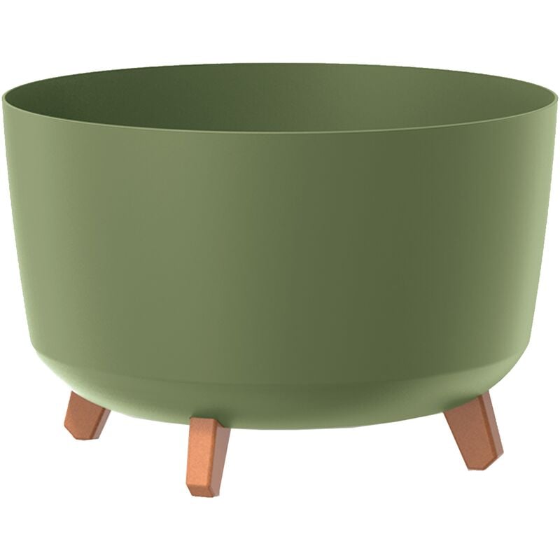 Prosperplast - Pot de fleurs bas 21,5L avec pieds amovibles et insert 390 mm, vert - vert