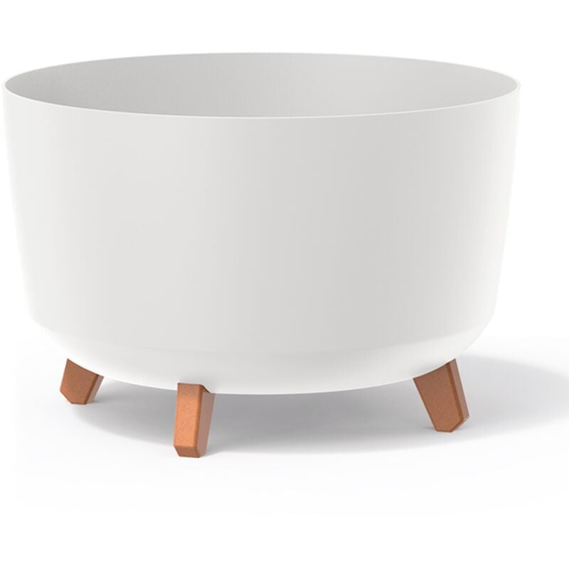Pot de fleurs bas 21,5L avec pieds amovibles et insert 390 mm, Blanc