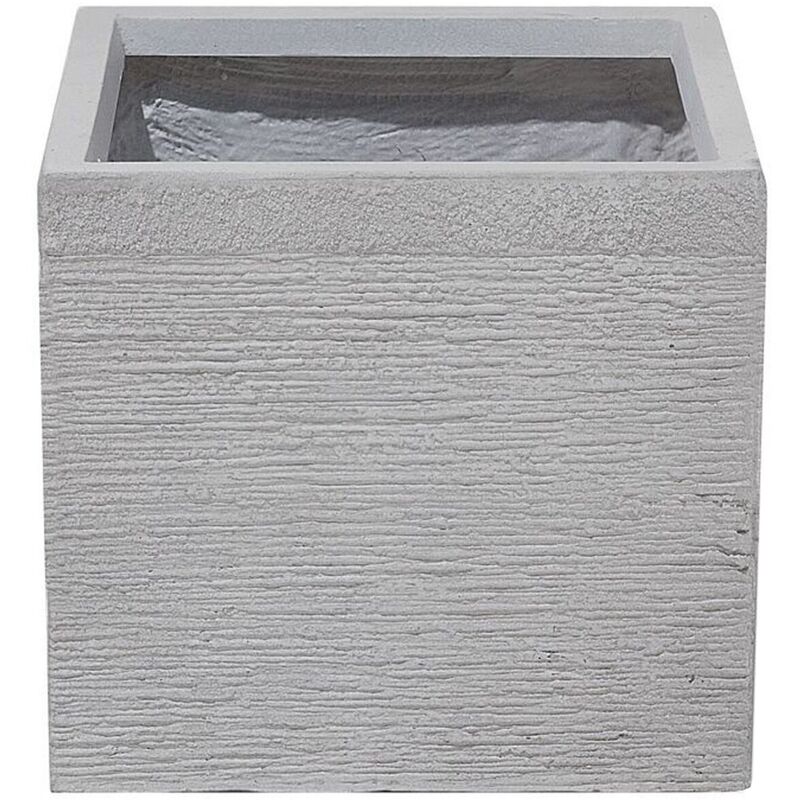 Beliani - Cache-Pot Blanc Cube en Mélange de Fibres 30 x 30 x 28 cm Pot de Fleurs Effet Pierre de Design Moderne Idéal pour Extérieur et Intérieur