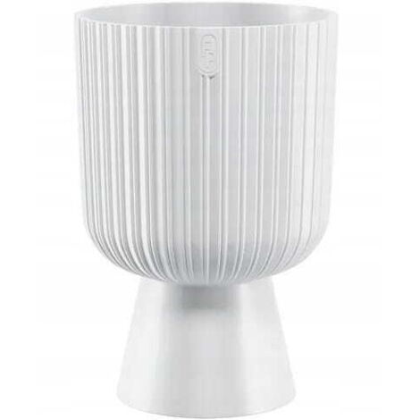 Pot de fleurs blanc sur pied 20,5 x 13,7 cm, plastique universel écologique Keli