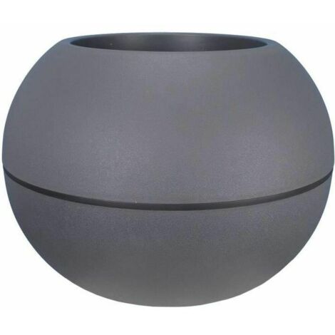 Pot de fleurs boule en granit D40 H28 cm – Couleur gris – Pour extérieur et intérieur – Résistant aux intempéries – Riviera
