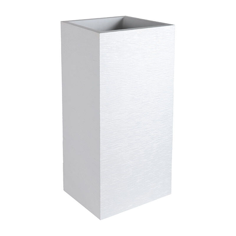 Pot Graphit carré haut blanc céruse - 39.5 x 39.5 x 80cm 31L EDA Plastique
