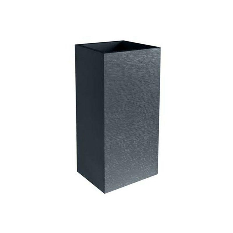 EDA - Pot carré haut Graphit - Anthracite - 39.5x39.5x80 31L Plastiques - Intérieur et extérieur