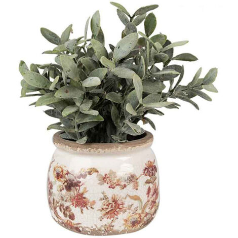 Pot de fleurs céramique beige rose 12x12x10cm