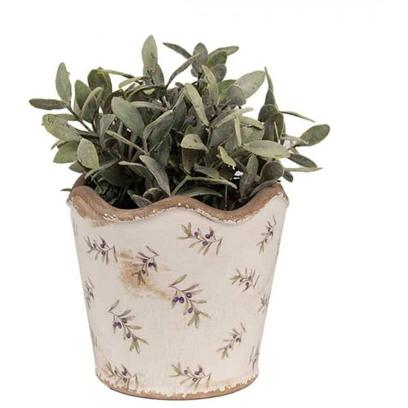 La Grande Prairie - Pot de fleurs céramique motif olivier 16x15cm