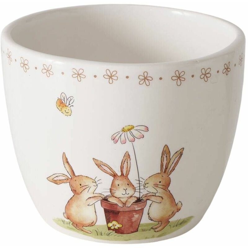 Boltze Gruppe - Pot de fleurs charmy, motif de lapins de Pâques, ø 10 cm