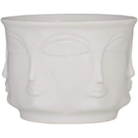 Pot de fleurs créatif avec visage humain Vase en céramique Décoration succulente Statue en céramique pour salon, bureau et balcon B